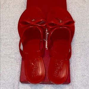 Salvatore Ferragamo - Red Jelly Bali Bow Sandals